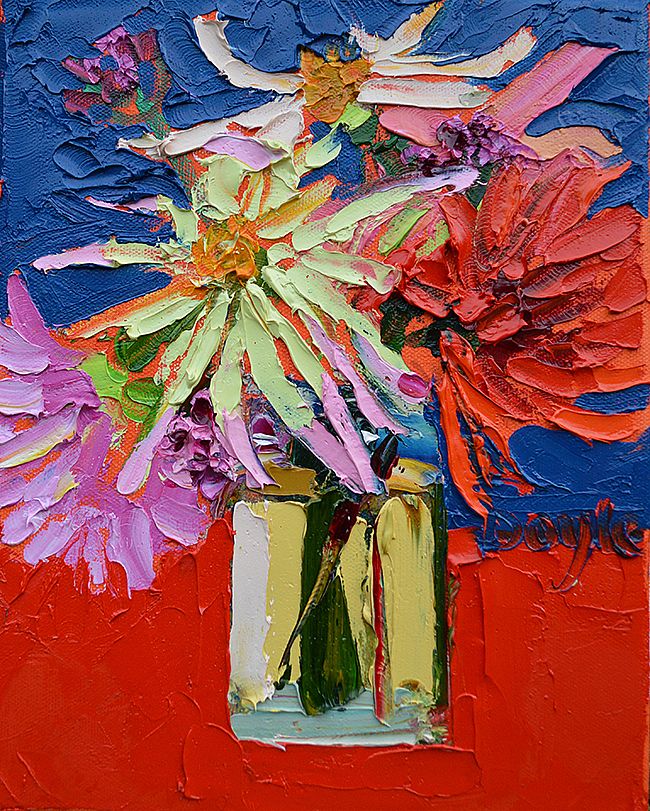 Broken blooms red blue by Lucy Doyle